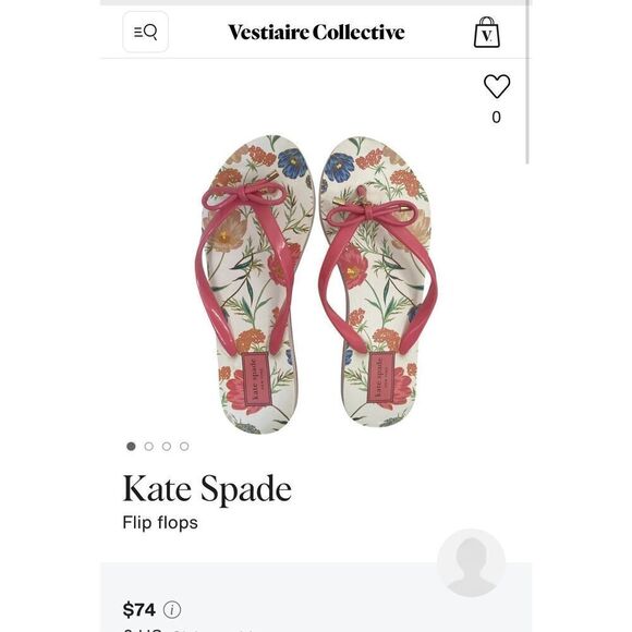 Kate Spade Pink Floral Flip Flops 7/8 - Picture 6 of 6